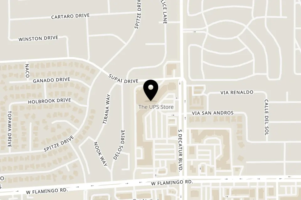 Map showing the location of Metro Pizza Decatur on 4001 S Decatur Blvd in Las Vegas